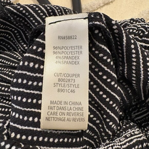 Max Studio London Smocked Wide-Leg Jumpsuit | Black & White Print | Size L - Picture 4 of 9